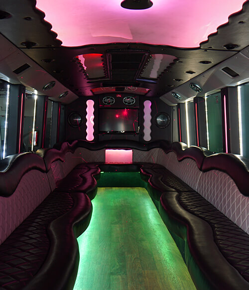 spacious party bus lounge