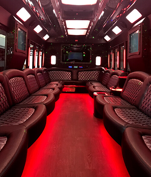 vibrant party bus lounge